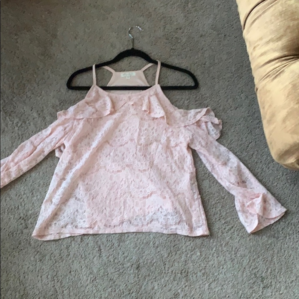 Light pink floral lace blouse